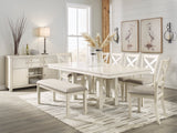 Robbinsdale Antique White Dining Table, 6 Chairs and Bench