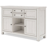 Robbinsdale Antique White Counter Height Dining Table w/6 Barstools & Bench and Server