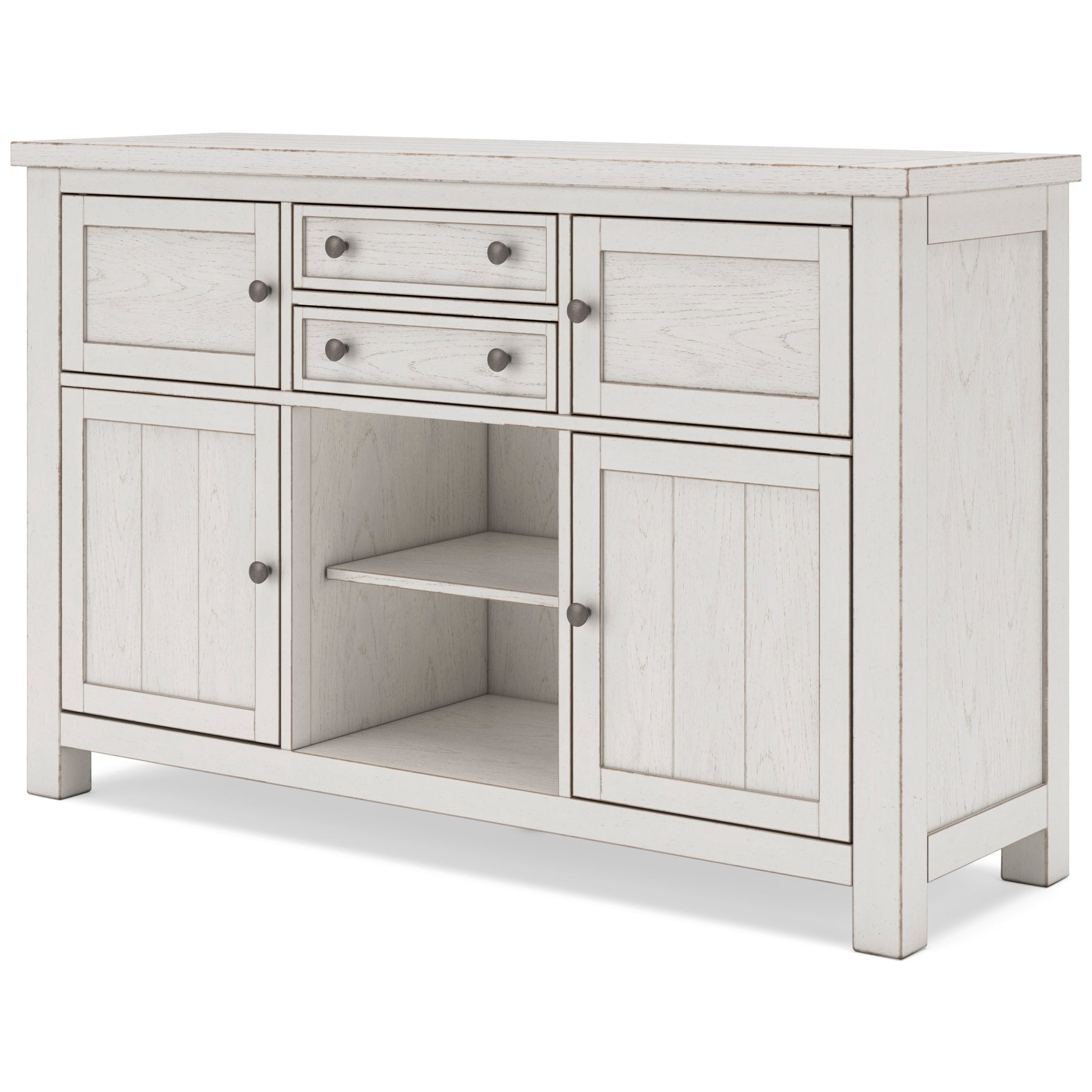 Robbinsdale Antique White Counter Height Dining Table w/6 Barstools & Bench and Server