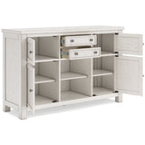 Robbinsdale Antique White Counter Height Dining Table w/6 Barstools & Bench and Server