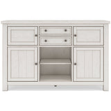 Robbinsdale Antique White Counter Height Dining Table w/6 Barstools & Bench and Server