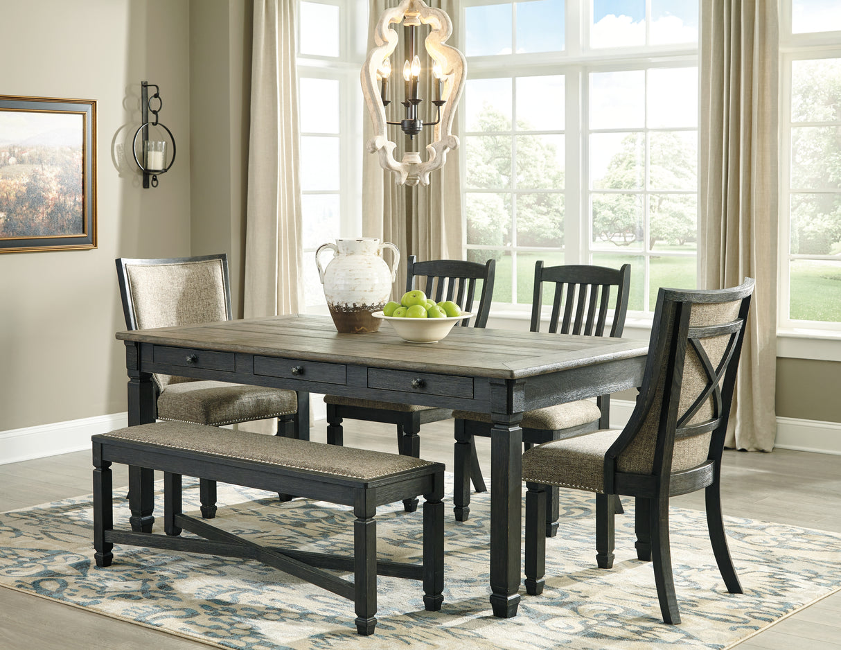 Tyler Creek Black/Gray Dining Table with 4 Chairs and Bench - Ornate Home