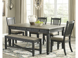 Tyler Creek Black/Gray Dining Table, 4 Chairs and Bench - Ornate Home