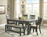 Tyler Creek Black/Gray Dining Table, 4 Chairs and Bench - Ornate Home