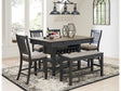 Tyler Creek Black/Gray Counter Height Dining Table and 4 Barstools and Bench - Ornate Home