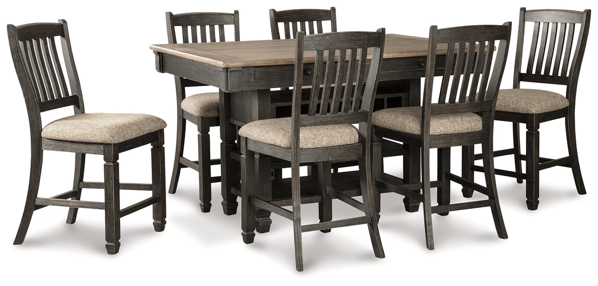 Tyler Creek Black/Gray Counter Height Dining Table and 6 Barstools - Ornate Home