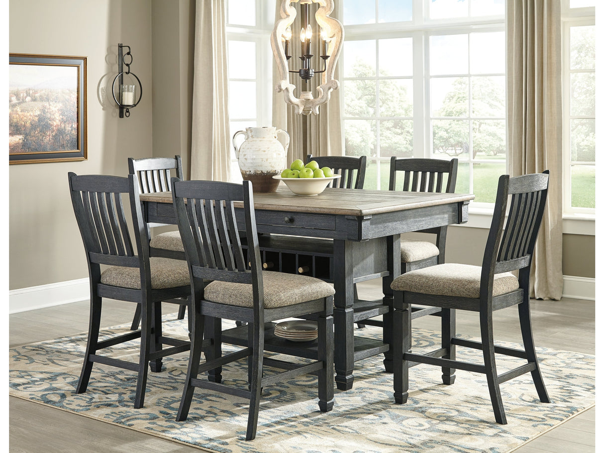 Tyler Creek Black/Gray Counter Height Dining Table and 6 Barstools - Ornate Home