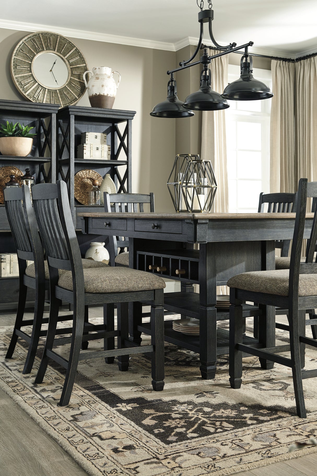 Tyler Creek Black/Gray Counter Height Dining Table with 4 Barstools - Ornate Home