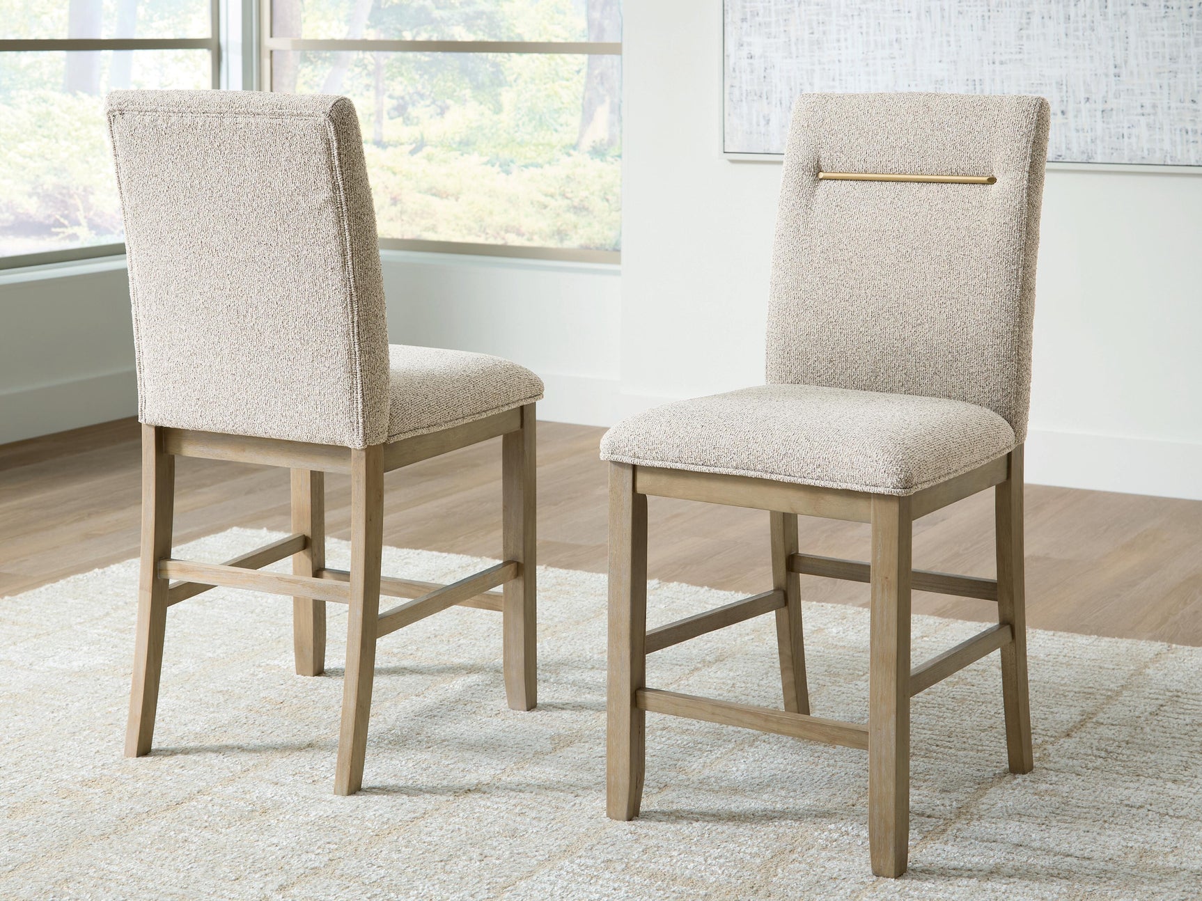 Lasinger Light Brown Upholstered Barstool (Set of 2) (Online Special Price)