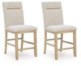 Lasinger Light Brown Upholstered Barstool (Set of 2) (Online Special Price)
