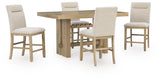 Lasinger Light Brown Counter Height Dining Table and 4 Barstools
