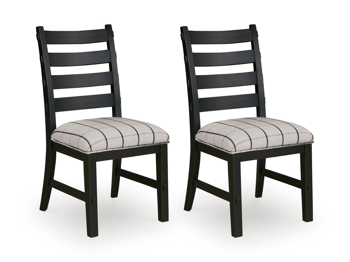 Ridgester Beige/Black/Light Brown Round Dining Table and 6 Chairs