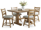 Ridgester Light Brown Counter Height Dining Table and 4 Barstools