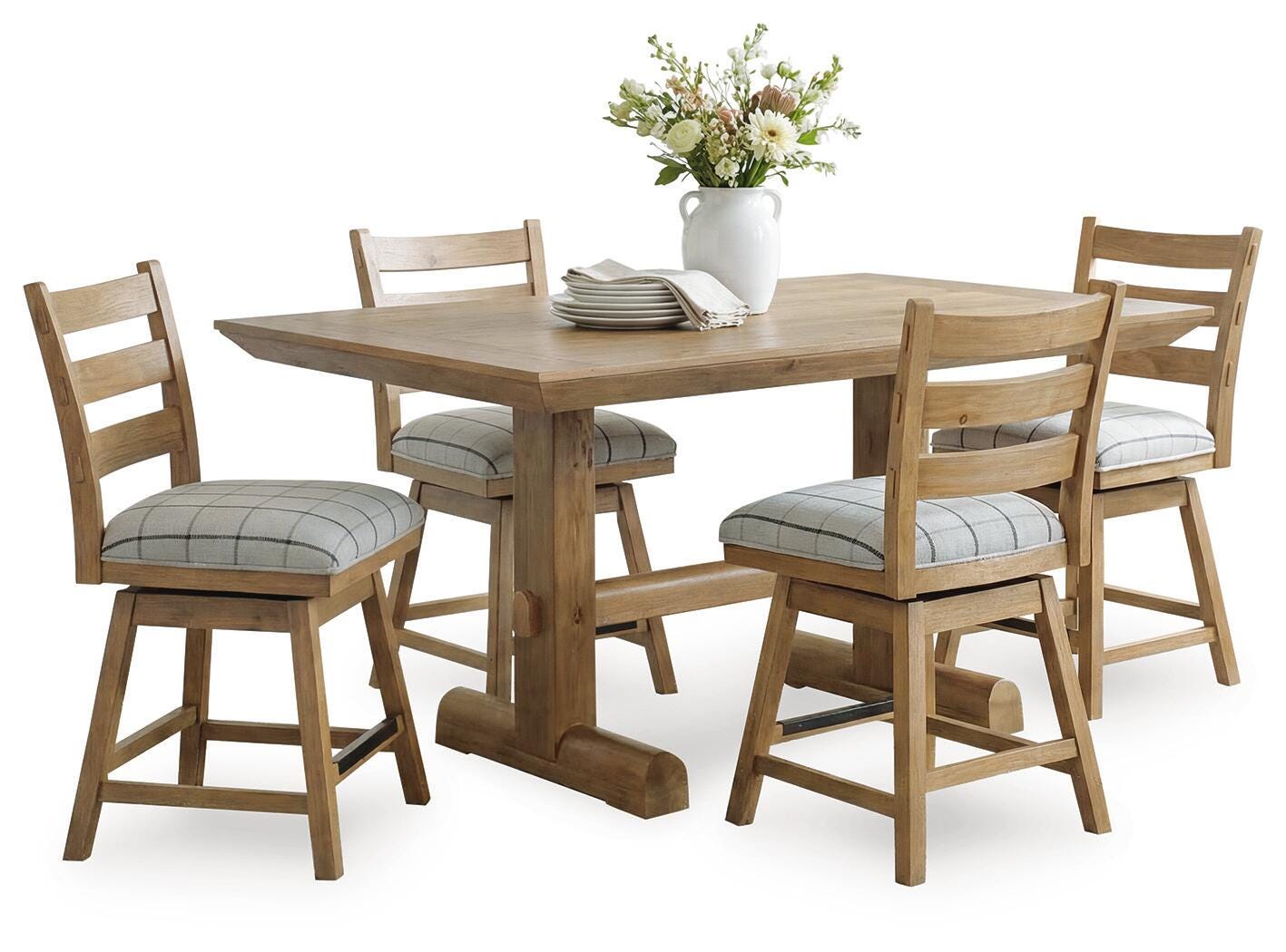 Ridgester Light Brown Counter Height Dining Table and 4 Barstools
