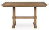 Ridgester Light Brown Counter Height Dining Table and 6 Barstools