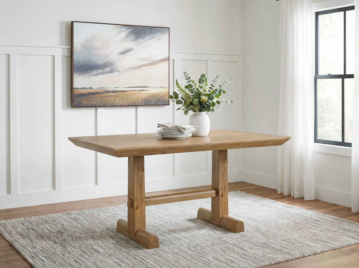 Ridgester Light Brown Counter Height Dining Table and 6 Barstools
