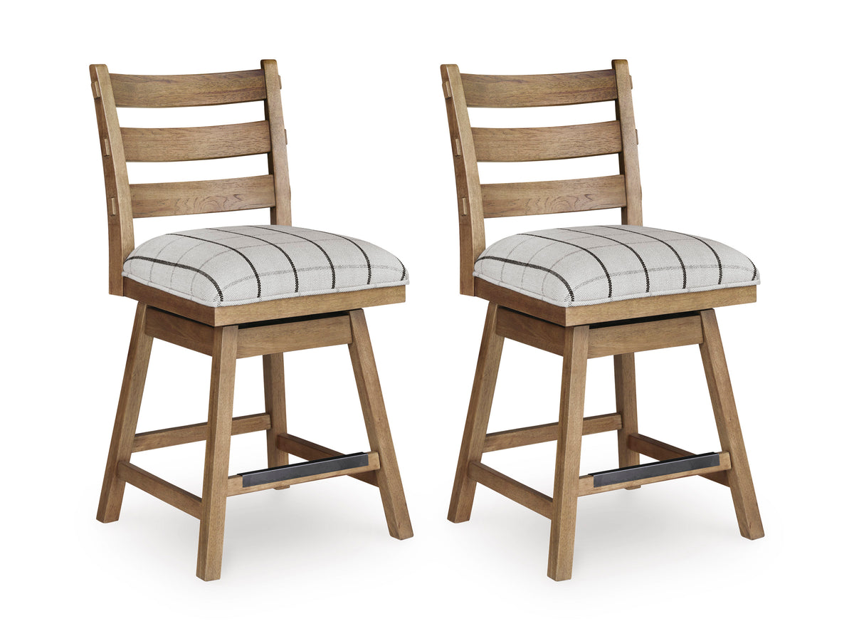 Ridgester Light Brown Counter Height Dining Table and 6 Barstools