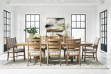 Ridgester Light Brown Extension Dining Table, 2 Arm Chairs and 8 Side Chairs