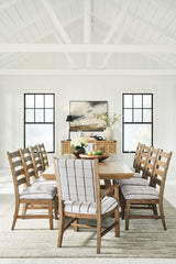 Ridgester Light Brown Extension Dining Table, 2 Arm Chairs and 8 Side Chairs