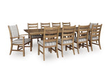 Ridgester Light Brown Extension Dining Table, 2 Arm Chairs and 8 Side Chairs