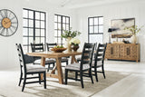 Ridgester Beige/Black/Light Brown Extension Dining Table and 6 Side Chairs