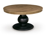 Ridgester Beige/Black/Light Brown Round Dining Table and 6 Chairs
