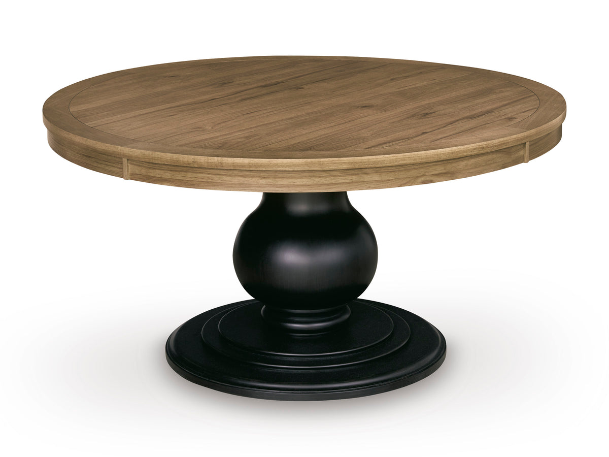 Ridgester Beige/Black/Light Brown Round Dining Table and 6 Chairs