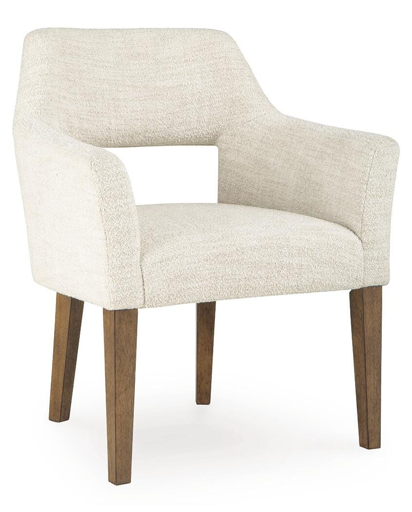 Marxmore Beige/Brown Dining UPH Arm Chair (Set of 2)