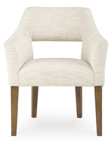 Marxmore Beige/Brown Dining UPH Arm Chair (Set of 2)