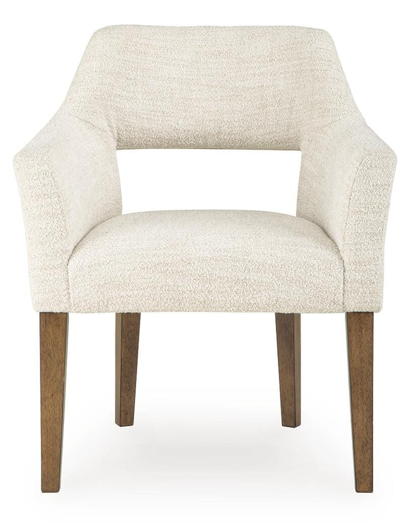 Marxmore Beige/Brown Dining UPH Arm Chair (Set of 2)