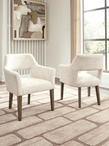Marxmore Beige/Brown Dining UPH Arm Chair (Set of 2)