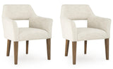 Marxmore Beige/Brown Dining UPH Arm Chair (Set of 2)