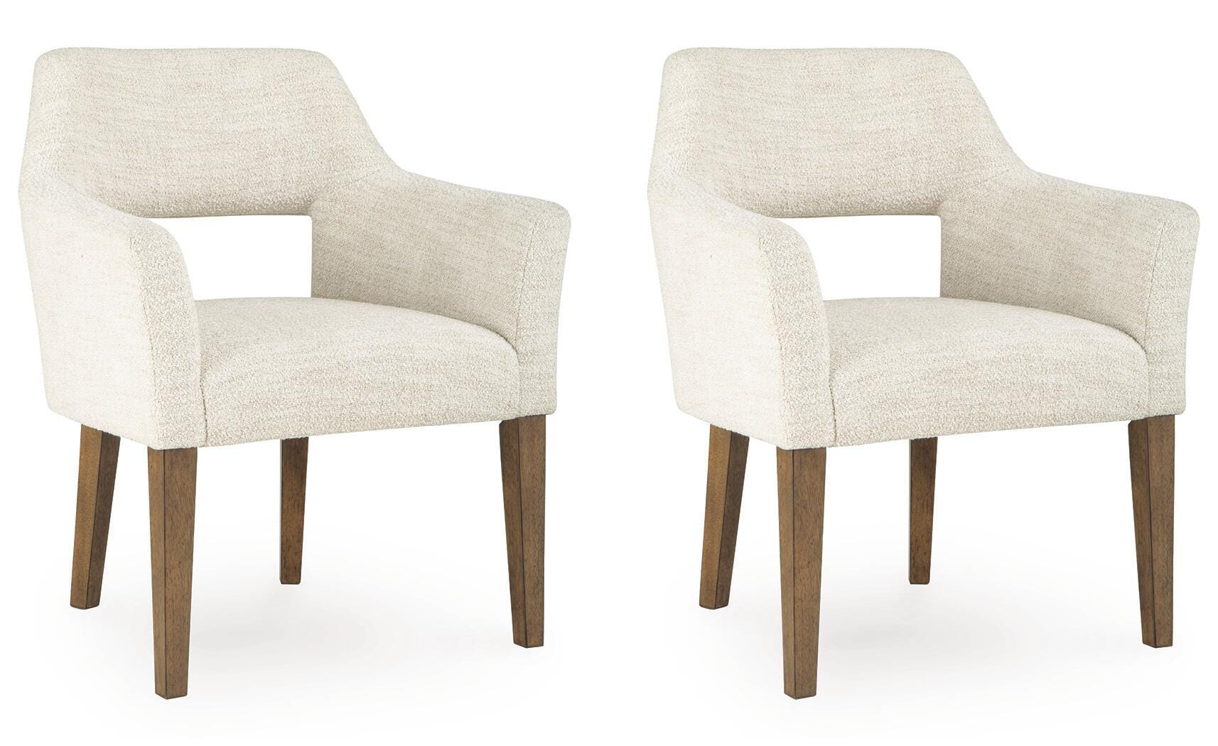 Marxmore Beige/Brown Dining UPH Arm Chair (Set of 2)