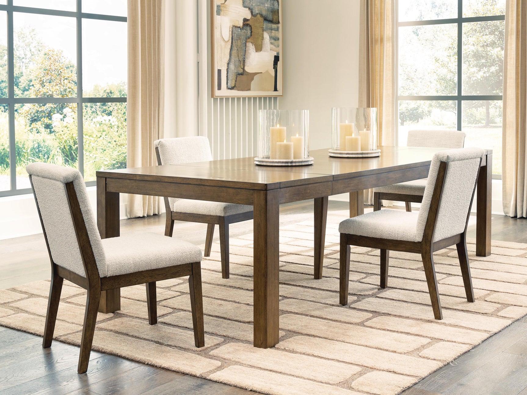 Marxmore Beige/Brown Extension Dining Table and 4 Chairs