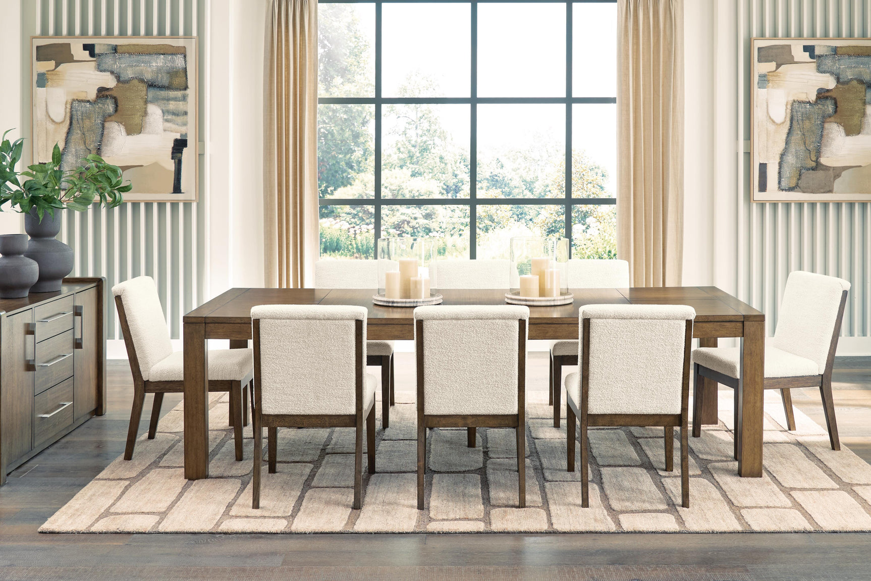 Marxmore Beige/Brown Extension Dining Table and 8 Chairs