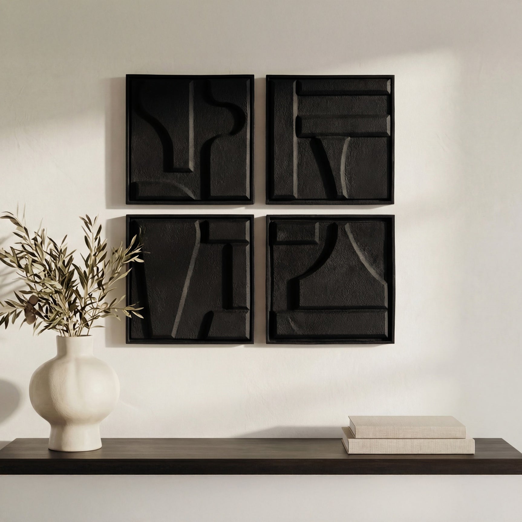 Alva Black Wall Sculpture (Set of 4)