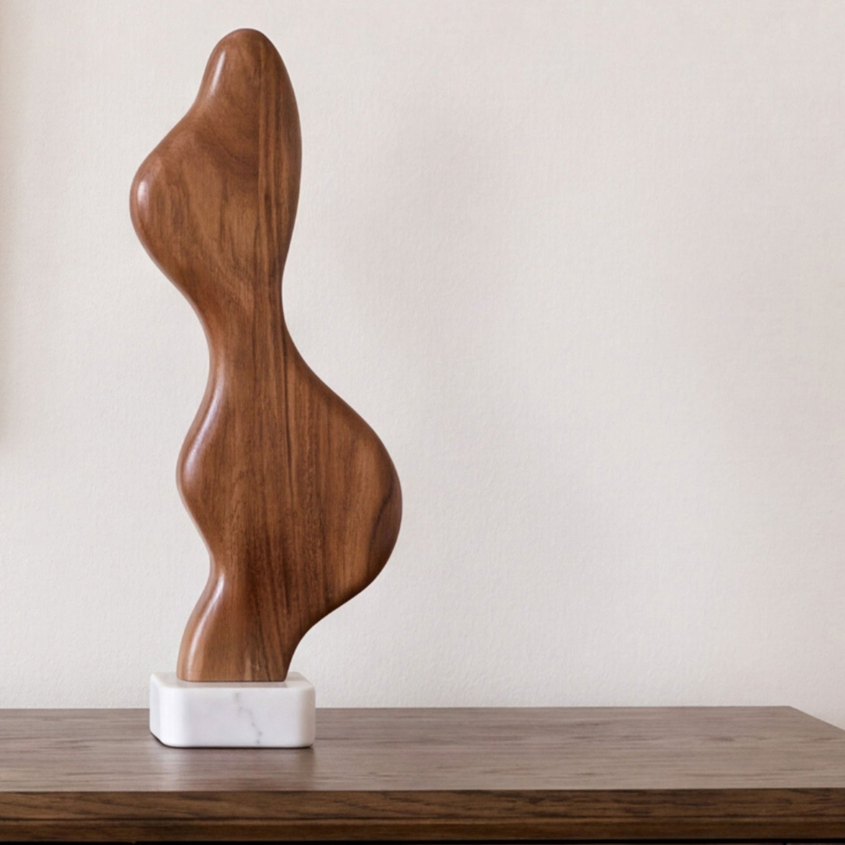 Eon Brown Wood and Marble Sculpture II