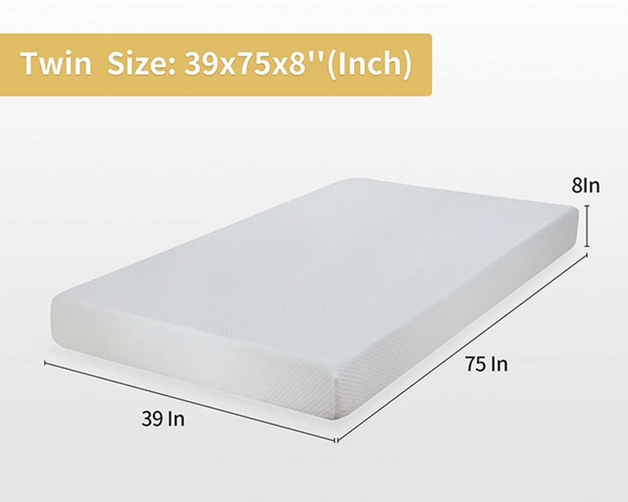 Artemisia White 8" Twin Memory Foam Mattress