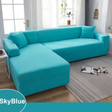 Water Resistant Sofa Cover for Living Room - Elastic Solid L Shaped Corner Sofa Cover - Fits 1/2/3/4 Seater Sofa, Couch, Armchair