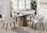 Eada Beige/Walnut Dining Table w/Ceramic Top