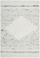 Ethara Ivory Charcoal Global Bohemian Tribal Pattern Wool Handmade Area Rug - Clearance