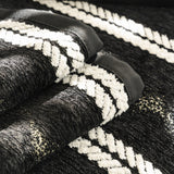 Non-Slip Sofa Cover with Thick Chenille Texture Woven Stripe Couch Protector Throw
