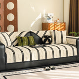 Non-Slip Sofa Cover with Thick Chenille Texture Woven Stripe Couch Protector Throw