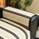 Non-Slip Sofa Cover with Thick Chenille Texture Woven Stripe Couch Protector Throw
