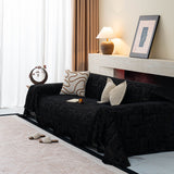 Chenille Sofa Cover Throw Blanket, Woven Textured Minimalist Wabi-Sabi Couch Cover