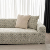 3D Jacquard Geometric Sofa Cover, High Stretch Soft Polar Fleece Slipcover for Couch