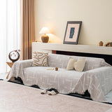 Chenille Sofa Cover Throw Blanket, Woven Textured Minimalist Wabi-Sabi Couch Cover