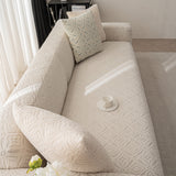 3D Jacquard Geometric Sofa Cover, High Stretch Soft Polar Fleece Slipcover for Couch