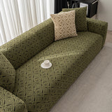 3D Jacquard Geometric Sofa Cover, High Stretch Soft Polar Fleece Slipcover for Couch