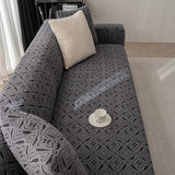 3D Jacquard Geometric Sofa Cover, High Stretch Soft Polar Fleece Slipcover for Couch